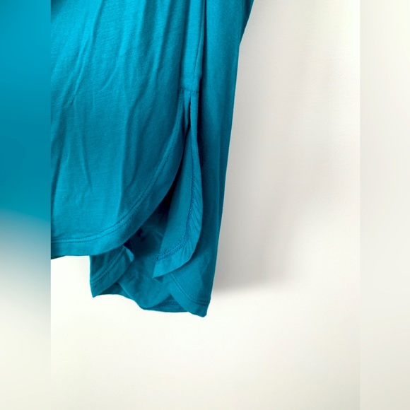 ❗️CLEAROUT❗️NWT! BANANA REPUBLIC teal faux-wrap ruched short sleeve DRESS - Picture 6 of 8